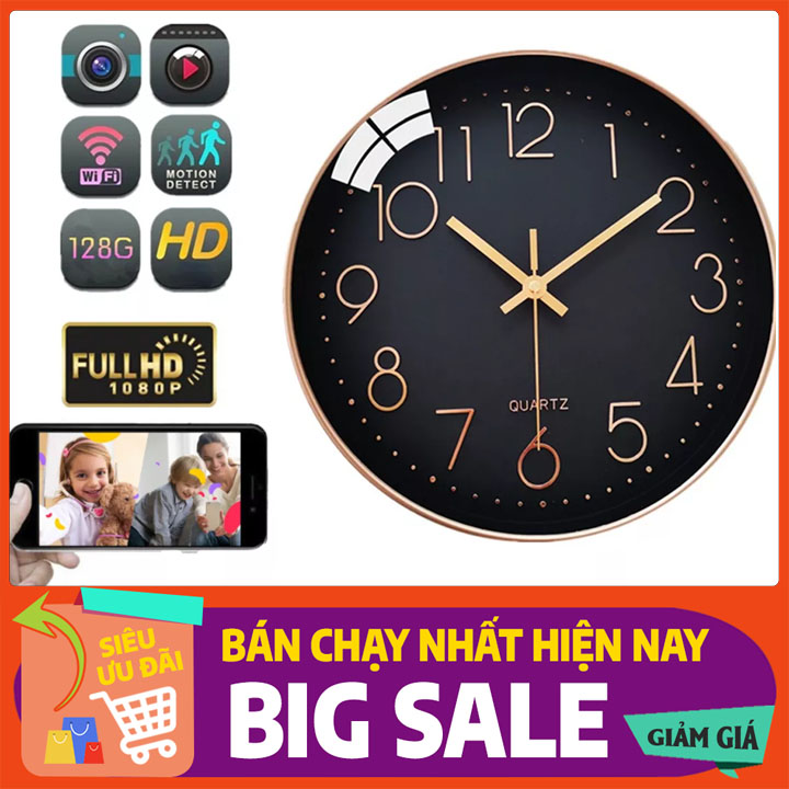 Camera Mini Ngụy Trang Đồng Hồ Treo Tường T15 WiFi Full HD 4K