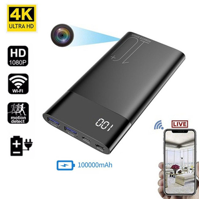 Camera Ngụy Trang Pin Sạc Dự Phòng WiFi H20 Full HD 4K Chính Hãng